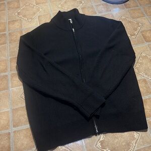 Reigning Champ Rib-Knit Full Zip Sweater - XL - Black